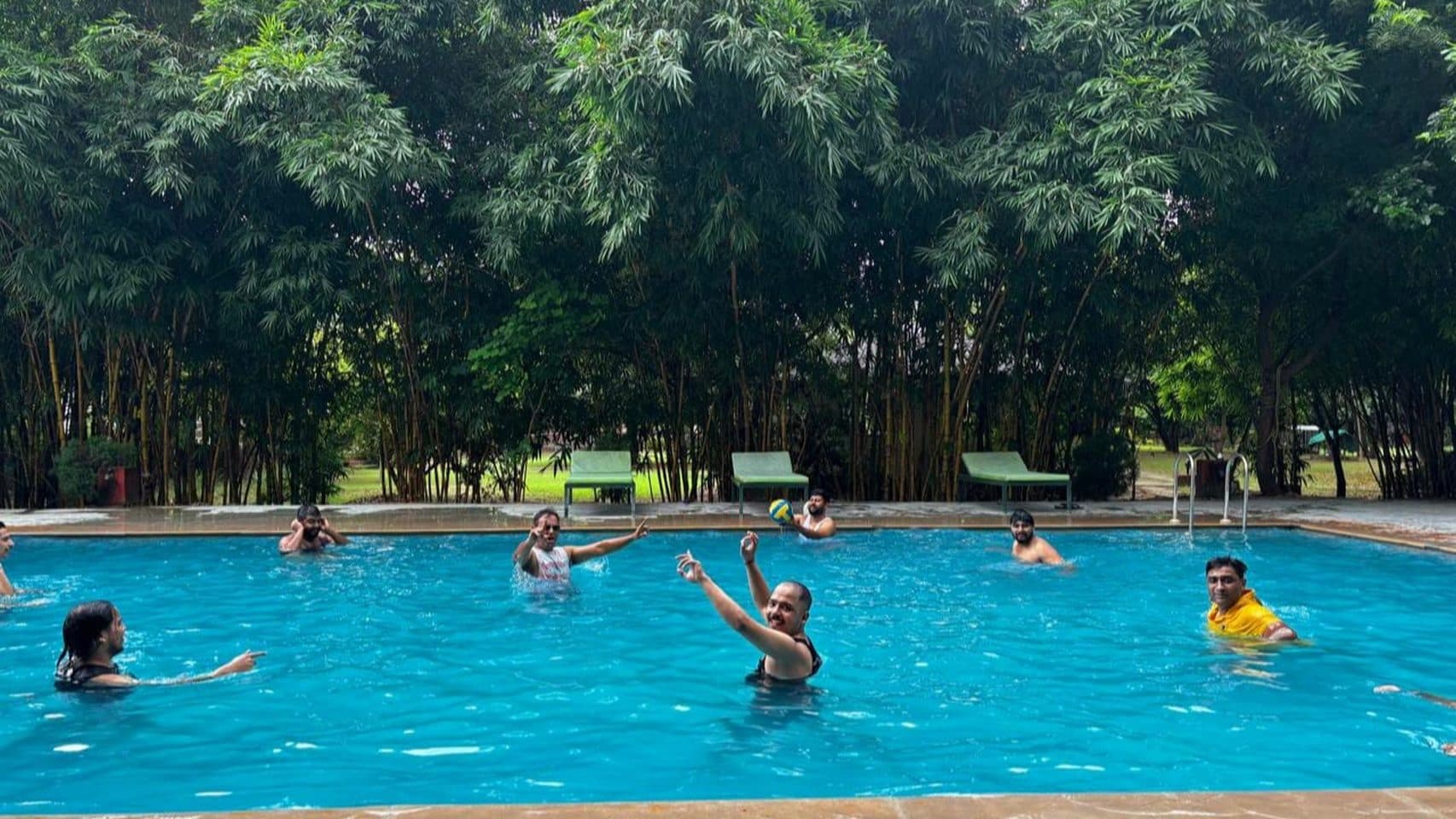 The Insights Curry team enjoying the pool