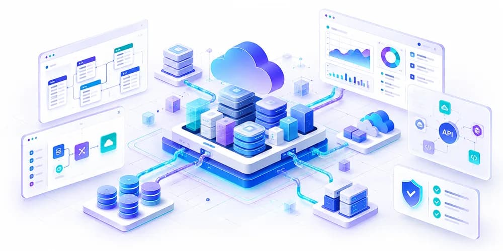 Cloud data platform with databases, security and analytics panels