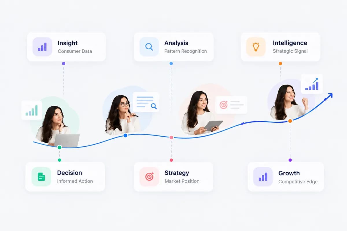 Insight, analysis and intelligence flowing through to decision, strategy and growth